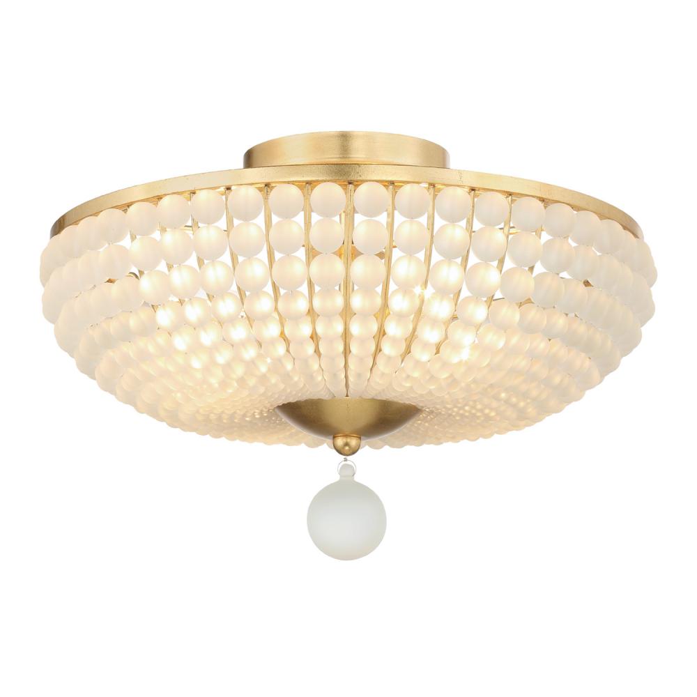 Bella 4 Light Antique Gold Semi Flush Mount