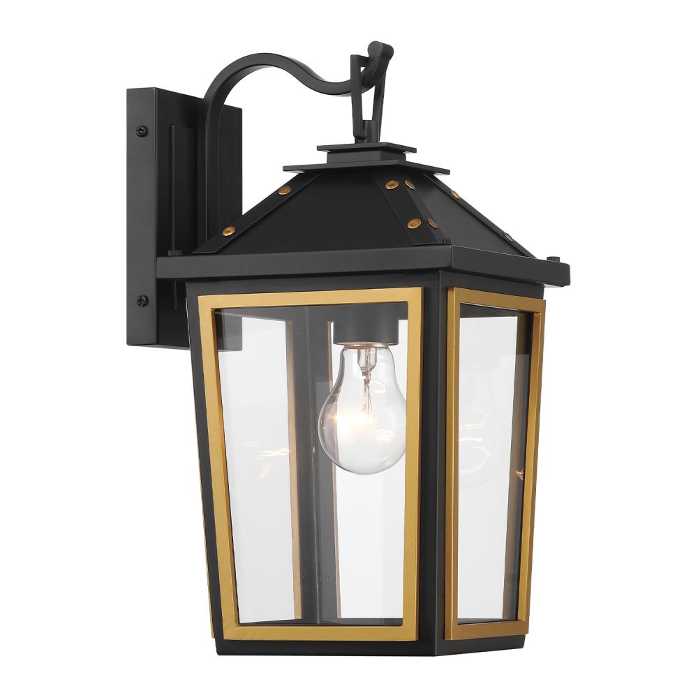 Hawkins 1 Light Matte Black + Textured Gold Outdoor Sconce