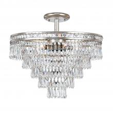 Crystorama 5264-OS-CL-MWP_CEILING - Mercer 7 Light Hand Cut Crystal Olde Silver Semi Flush Mount