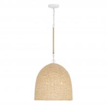 Crystorama JSP-10533-MT - Jasper 3 Light Matte White + Natural Wood Pendant