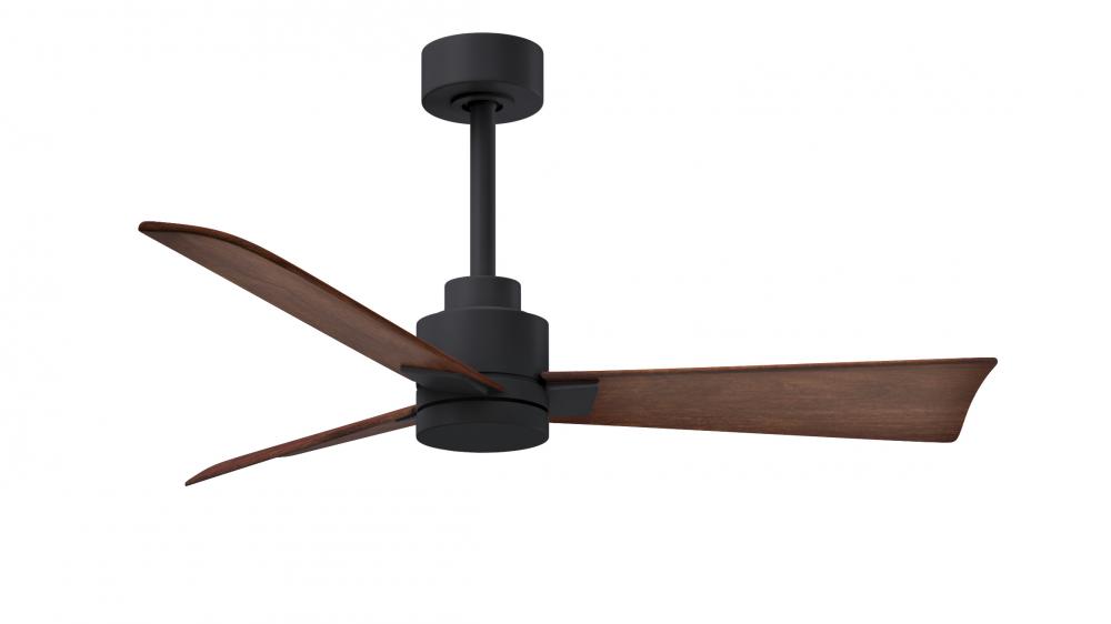 Alessandra 3-blade transitional ceiling fan in matte black finish with walnut blades. Optimized fo