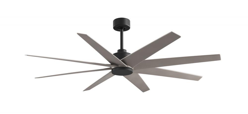 Ariella 8-blade ceiling fan in Matte Black and Brushed Nickel blades