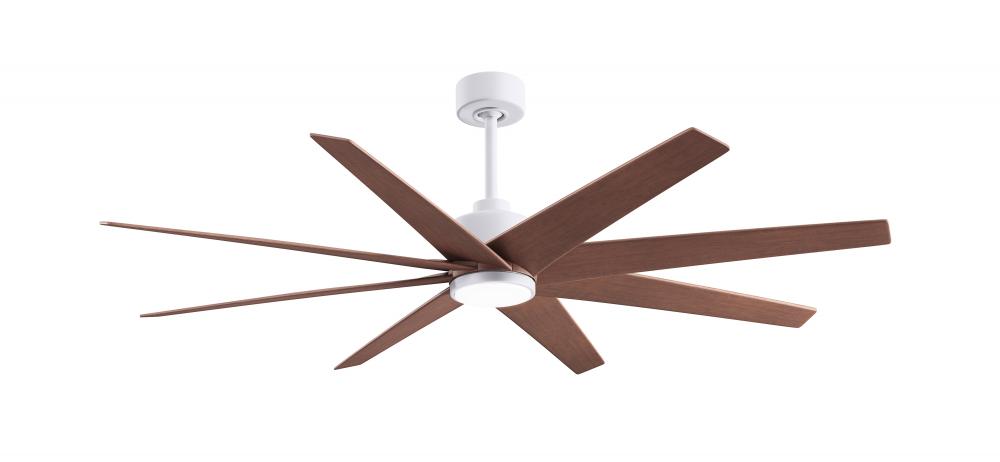 Ariella 8-blade ceiling fan in Matte White and Walnut Tone blades