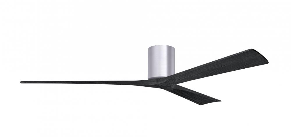 Irene-3H three-blade flush mount paddle fan in Brushed Nickel finish with 72” solid matte black