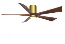 Matthews Fan Company IR5HLK-BRBR-WA-60 - IR5HLK five-blade flush mount paddle fan in Brushed Brass finish with 60” solid matte white wood