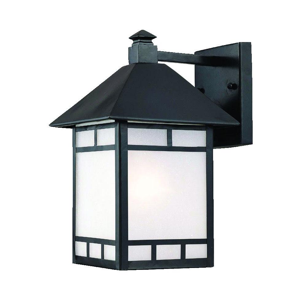 Artisan Collection Wall-Mount 1-Light Outdoor Matte Black Light Fixture