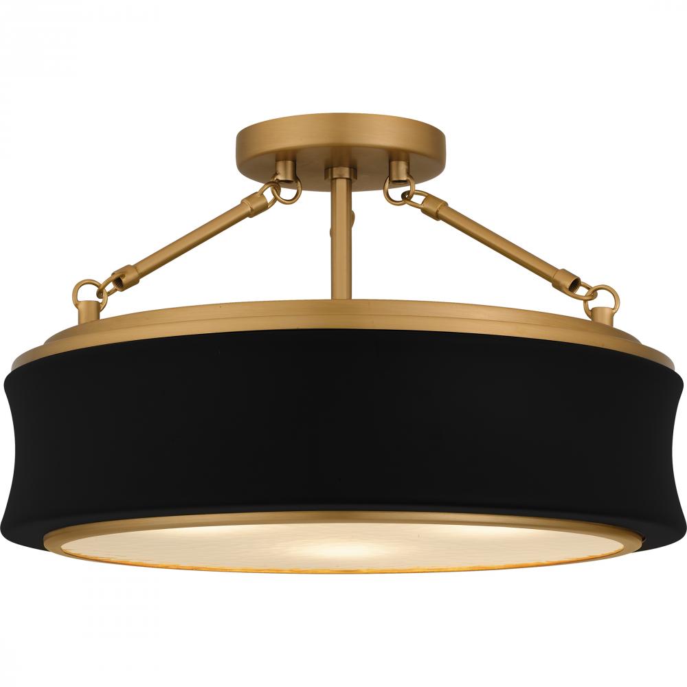 Dylan 3-Light Matte Black Semi-Flush Mount