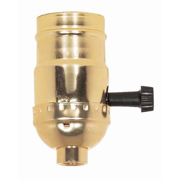 On-Off Turn Knob Socket With Removable Knob; 1/8 IPS; Aluminum; Brite Gilt Finish; 250W; 250V