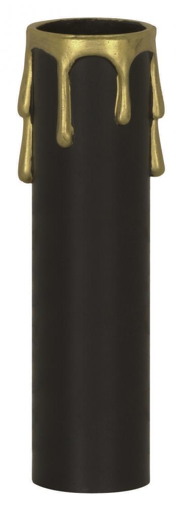 Plastic Drip Candle Cover; Black Plastic With Gold Drip; 1-13/16" Inside Diameter; 1-1/4"