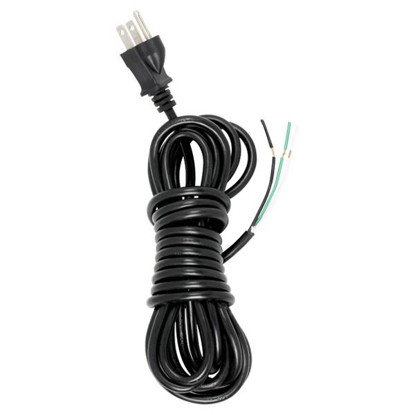 15 Foot 18/3 SVT 105C Heavy Duty Cord Set; Black Finish; 50 Carton; 3 Prong Molded Plug; Stripped