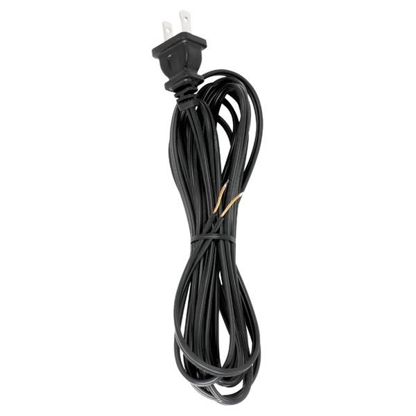 10 Foot 18/2 SPT-1 105C Cord Set; Black Finish; 48" Hank; 150 Carton; Molded Polarized Plug;