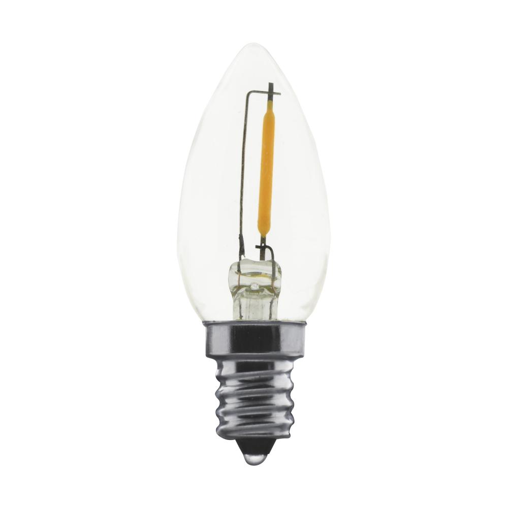 0.7 Watt LED; C7; Clear; 2700K; Candelabra base; 120 Volt; Carded 2 Pack