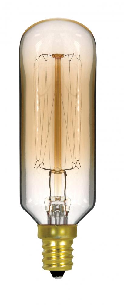 40 Watt T9 Incandescent; Clear Gold; 3000 Average rated hours; 160 Lumens; Candelabra base; 120 Volt