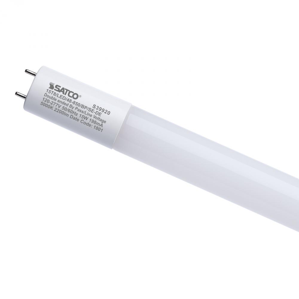 15 Watt 4 Foot T8 LED; 5000K CCT; Medium Bi Pin Base; Ballast Bypass; Single or Double Ended Wiring;