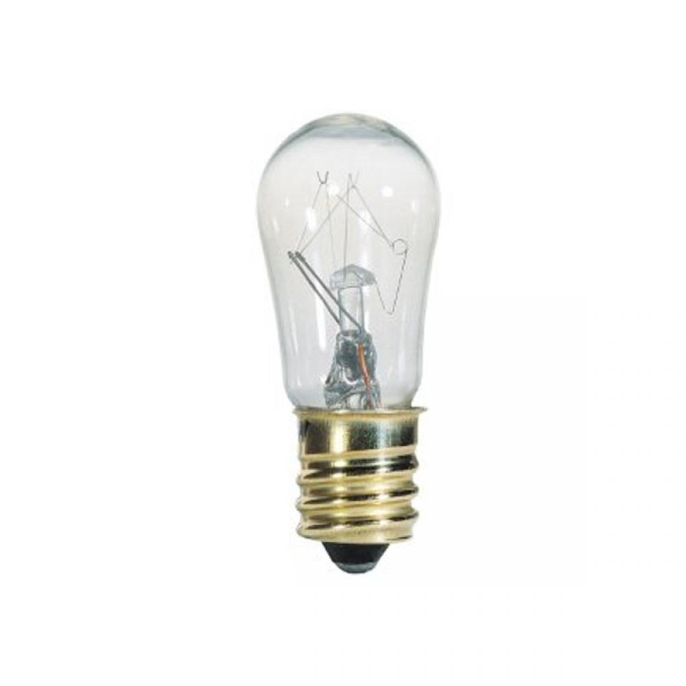 3 Watt S6 Incandescent; Clear; 1500 Average rated hours; 10 Lumens; Candelabra base; 130 Volt