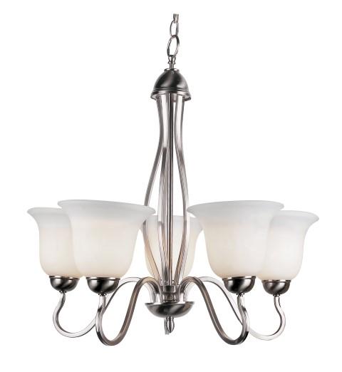 5LT CHANDELIER-IRON CAGE-WHITE