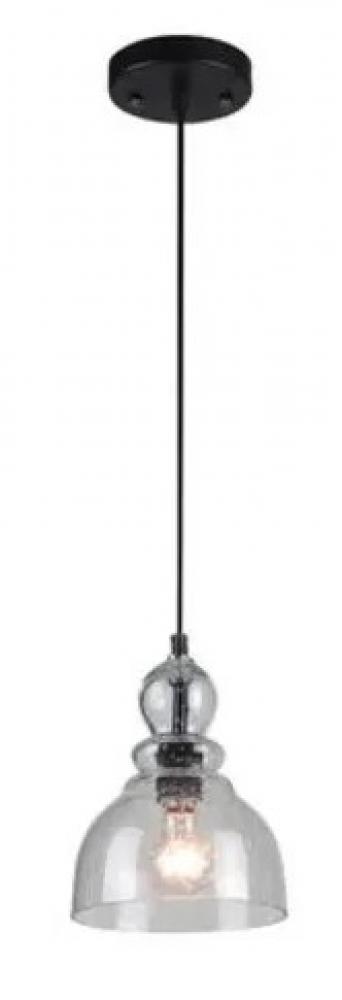 Pendant Black-Bronze Finish with Highlights Clear Seeded Glass