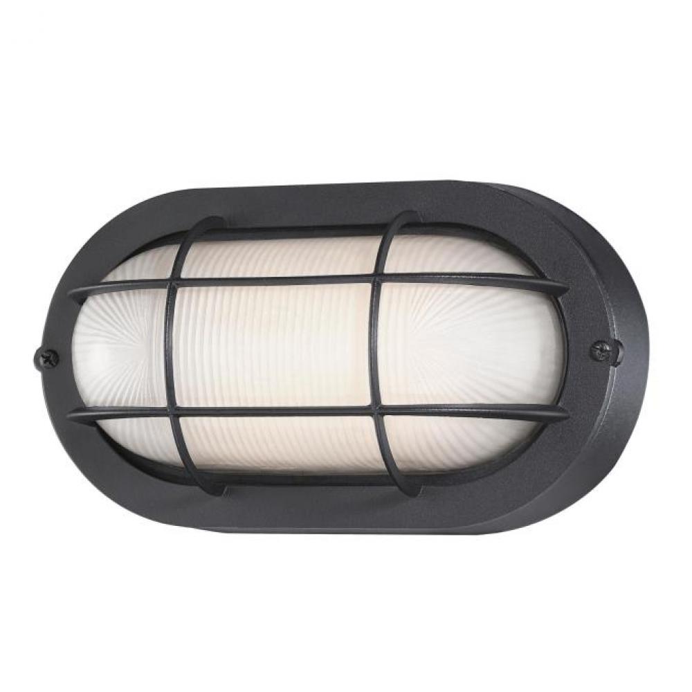 Dimmable LED Wall Fixture Textured Black Finish White Glass Lens