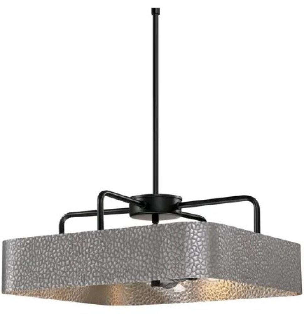 3 Light Chandelier/Semi-Flush Matte Black and Dark Pewter Finish