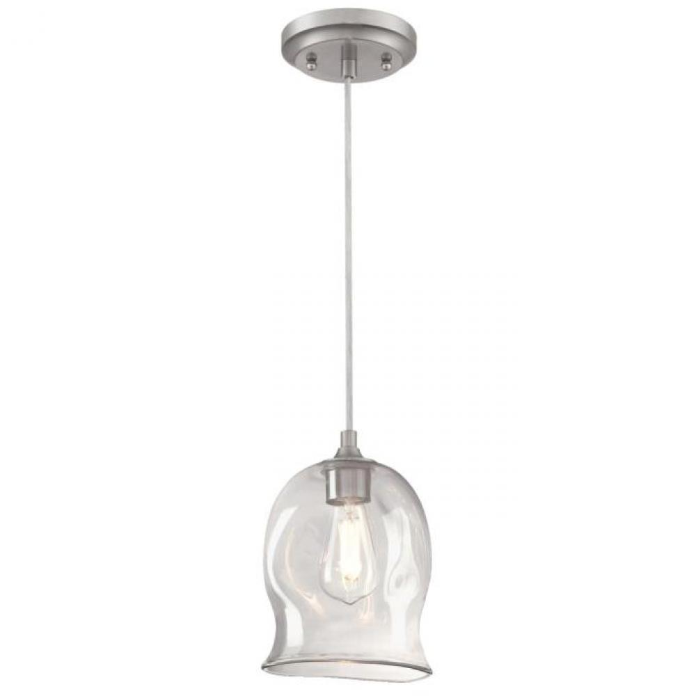 Mini Pendant Brushed Nickel Finish Clear Indented Glass