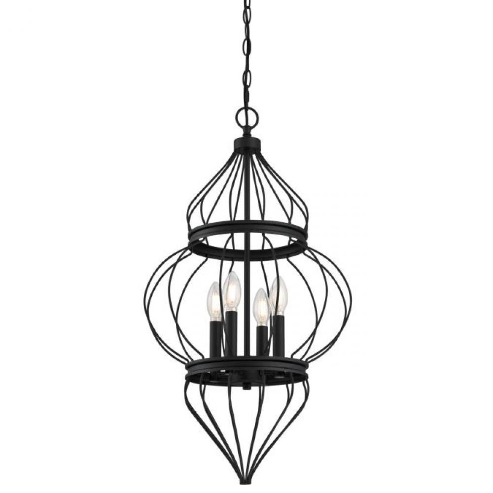 4 Light Chandelier Matte Black Finish