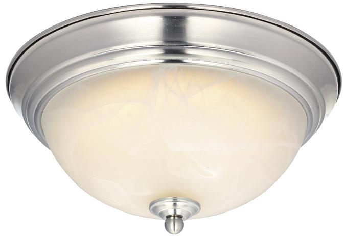 11 in. 14W LED Flush Brushed Nickel Finish White Alabaster Glass