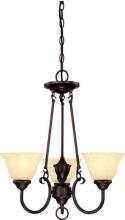 Westinghouse 6222400 - 3 Light Chandelier Dark Bronze Finish Antique Amber Glass