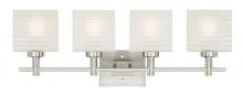 Westinghouse 6304100 - 4 Light Wall Fixture Brushed Nickel Finish Rippled White Glazed Glass