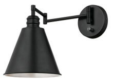 Westinghouse 6125400 - 1 Light Swing Arm Wall Fixture with On/Off Switch Matte Black Finish