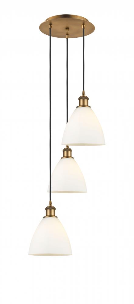 Bristol - 3 Light - 14 inch - Brushed Brass - Cord Hung - Multi Pendant