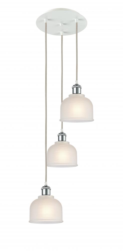 Dayton - 3 Light - 12 inch - White Polished Chrome - Cord Hung - Multi Pendant