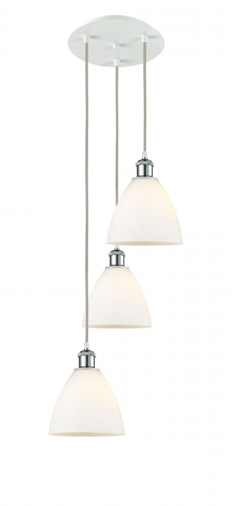 Bristol - 3 Light - 14 inch - White Polished Chrome - Cord Hung - Multi Pendant