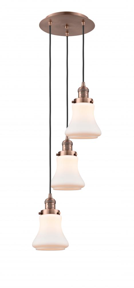 Bellmont - 3 Light - 13 inch - Antique Copper - Cord hung - Multi Pendant