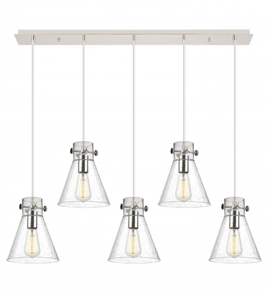 Newton Cone - 5 Light - 40 inch - Polished Nickel - Linear Pendant