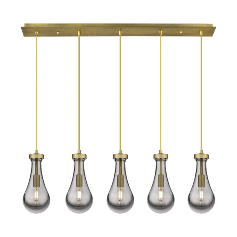 Owego - 5 Light - 37 inch - Brushed Brass - Linear Pendant