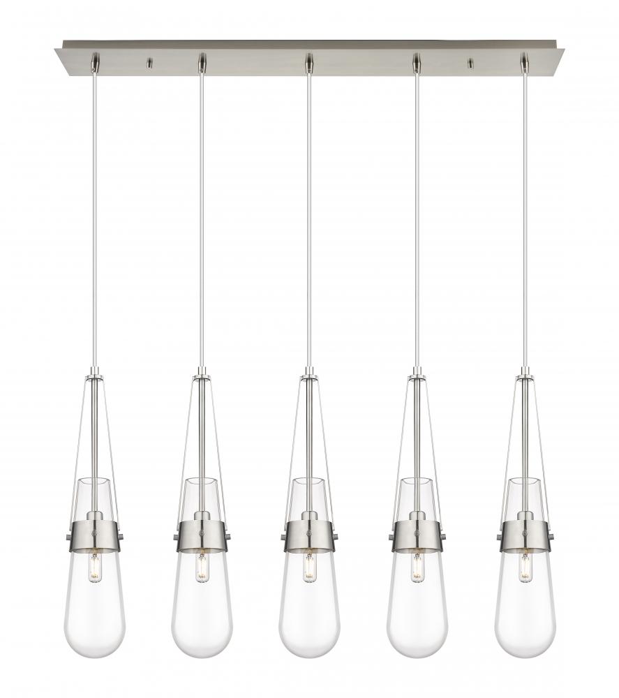 Milan - 5 Light - 36 inch - Brushed Satin Nickel - Linear Pendant