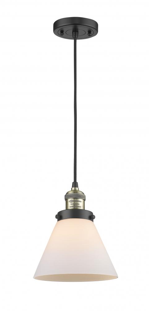 Cone - 1 Light - 8 inch - Black Antique Brass - Cord hung - Mini Pendant