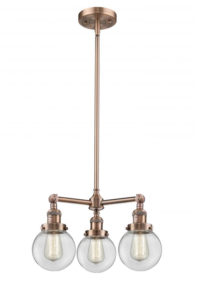 Beacon - 3 Light - 19 inch - Antique Copper - Stem Hung - Chandelier