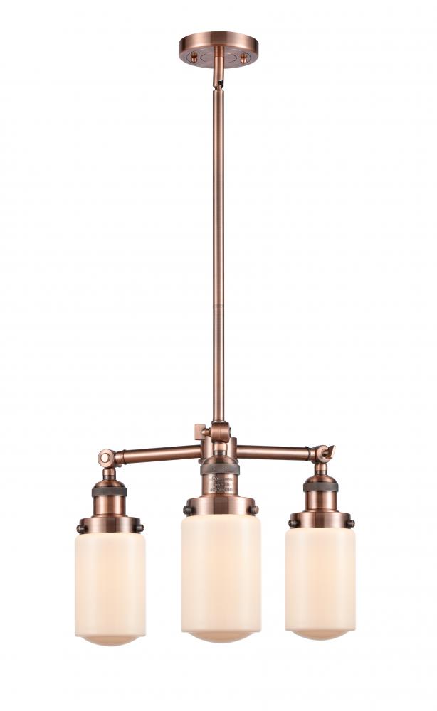 Dover - 3 Light - 17 inch - Antique Copper - Stem Hung - Chandelier