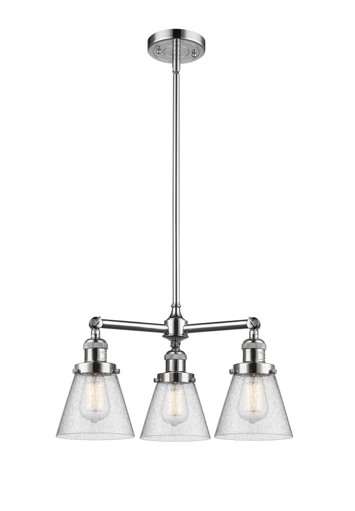 Cone - 3 Light - 19 inch - Polished Chrome - Stem Hung - Chandelier