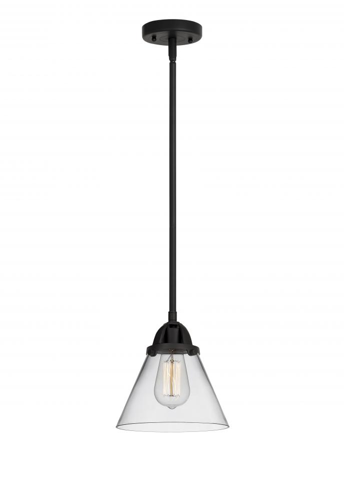 Cone - 1 Light - 8 inch - Matte Black - Cord hung - Mini Pendant