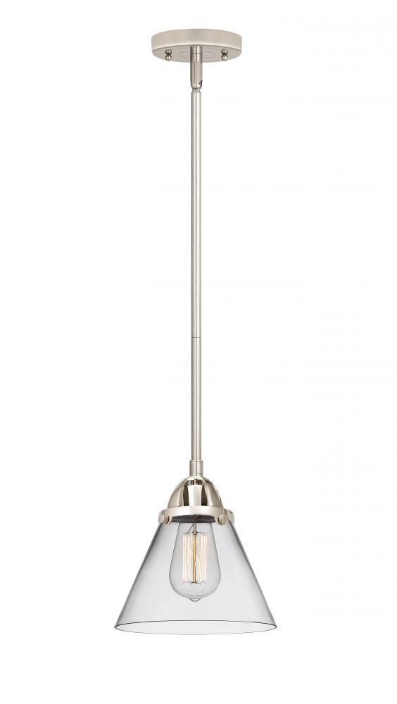 Cone - 1 Light - 8 inch - Polished Nickel - Cord hung - Mini Pendant