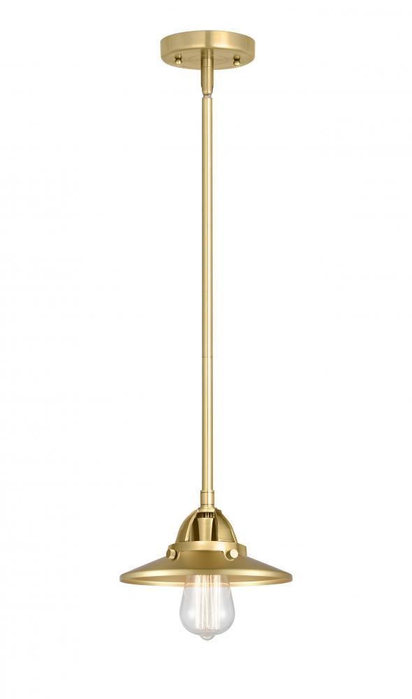 Railroad - 1 Light - 8 inch - Satin Gold - Cord hung - Mini Pendant