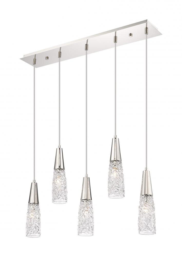 Amherst Brook - 5 Light - 33 inch - Polished Nickel - Cord Hung - Island Light