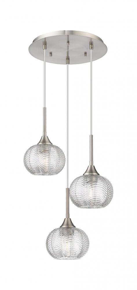 Berkshire - 3 Light - 15 inch - Brushed Satin Nickel - Cord Hung - Multi Pendant