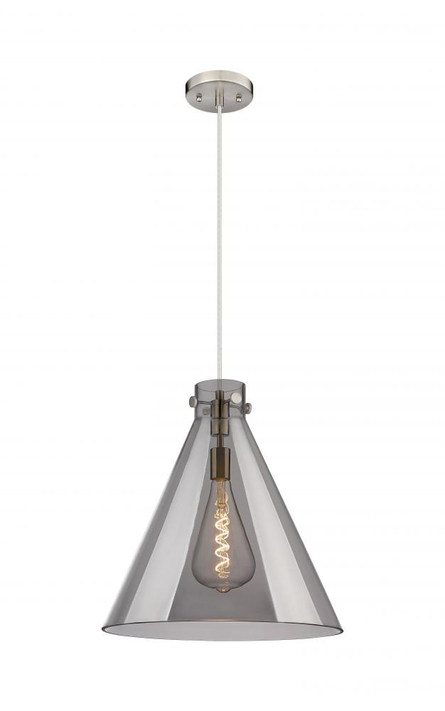 Newton Cone - 1 Light - 18 inch - Satin Nickel - Cord hung - Pendant