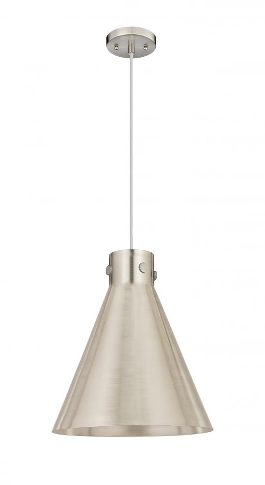 Newton Cone - 1 Light - 14 inch - Satin Nickel - Cord hung - Pendant