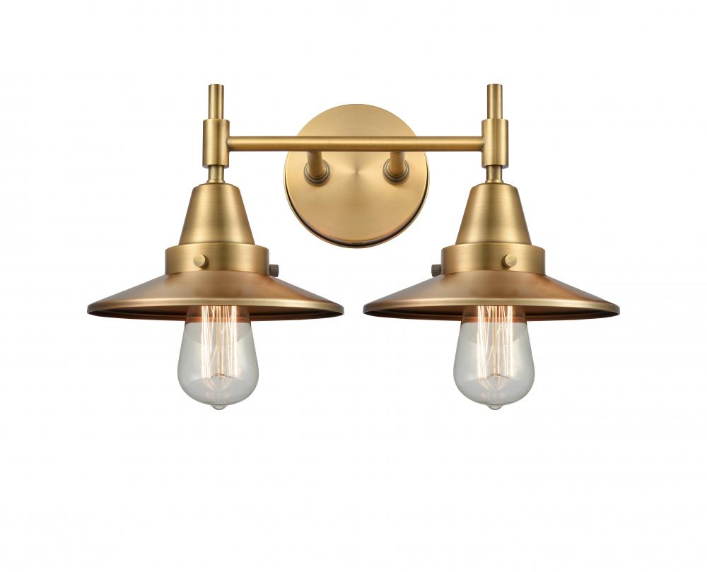 Railroad - 2 Light - 17 inch - Brushed Brass - Bath Vanity Light