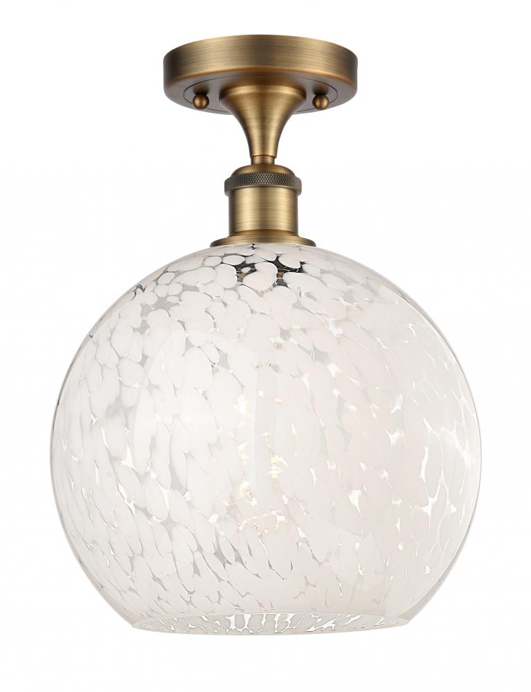 White Mouchette - 1 Light - 10 inch - Brushed Brass - Semi-Flush Mount