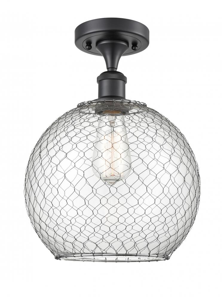 Farmhouse Chicken Wire - 1 Light - 10 inch - Matte Black - Semi-Flush Mount